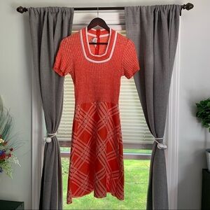 Vintage High Neck Short Sleeve Fit & Flare Dress Vivere Knit